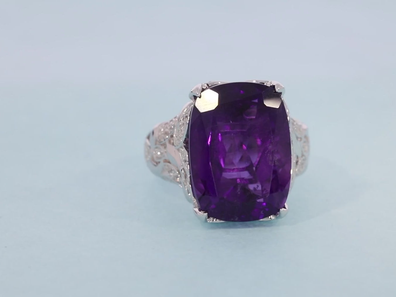 Purple Amethyst Sterling Silver Ring with Accent