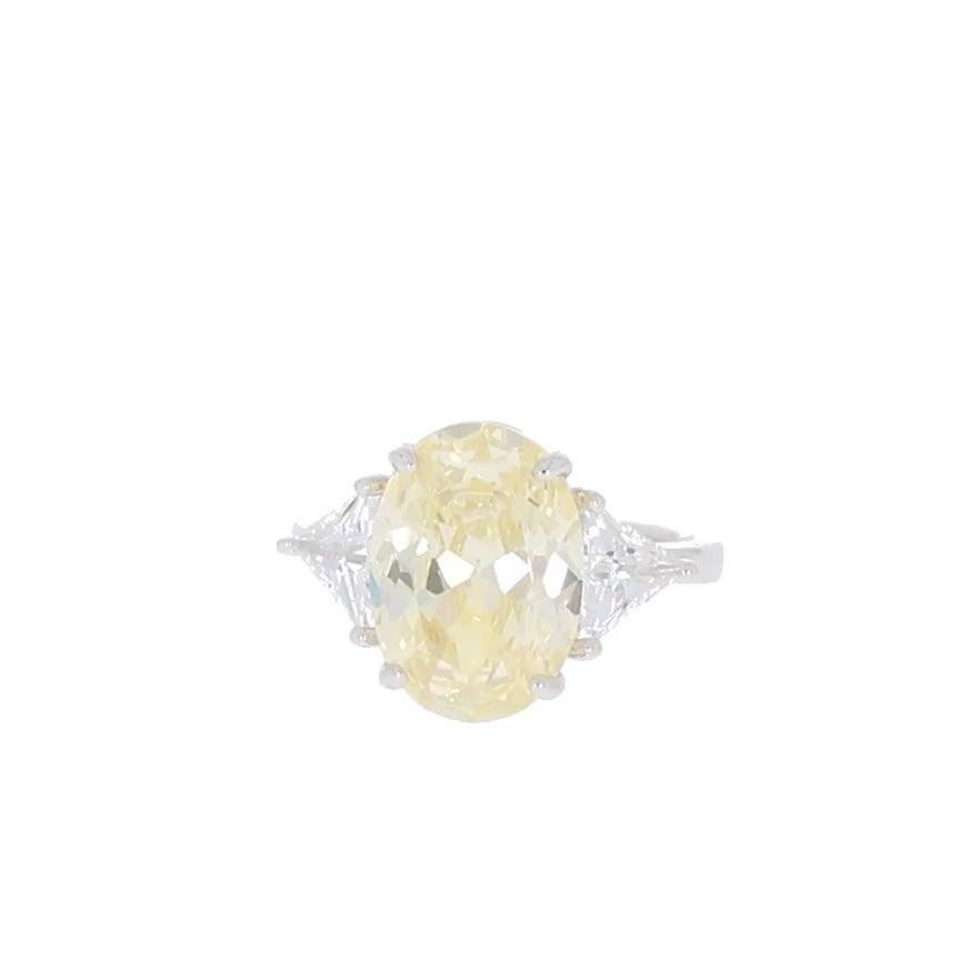 Yellow Sapphire Sterling Silver Ring with Accent