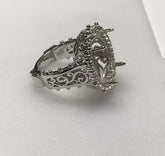 Sterling Silver Semi Mount Ring Setting Round RD 16x16mm for Cabochon Gemstone