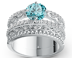 Elegant Multi-Band Birthstone Ring – Round Center Gem with Micro-Pavé Layered Design, 12 Gemstone Variants, Luxury Statement Jewelry PJC4992R