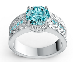 Elegant Filigree Birthstone Solitaire Ring – Round Center Stone with Vintage-Inspired Engraved Band, 12 Gemstone Variants PJC19990R