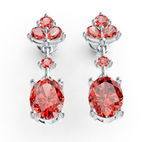 Elegant Oval Birthstone Drop Earrings – Triple Crystal Accent Top with Classic Prong-Set Gemstone, 12 Birthstone Variants PJC1743E