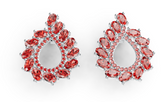 Elegant Teardrop Halo Birthstone Earrings – Marquise Gemstone Fan Design with Micro-Pavé Center, 12 Gemstone Variants PJC36803E