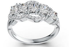 Elegant Five-Stone Birthstone Ring – Curved Round Gem Design with Micro-Pavé Accents, 12 Gemstone Variants, Luxury Statement Jewelry DK21200R
