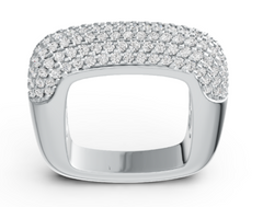 Elegant Triple-Row Pavé Crystal Band Ring – Modern Wide Statement Ring, Luxury Fashion Jewelry PJC4125R