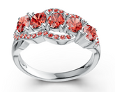 Elegant Five-Stone Birthstone Ring – Curved Round Gem Design with Micro-Pavé Accents, 12 Gemstone Variants, Luxury Statement Jewelry DK21200R