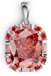 Elegant Oval Halo Birthstone Pendant – Mixed Round & Baguette Crystal Accents, 12 Gemstone Variants, Luxury Statement Necklace PJC4777P