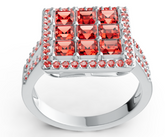 Elegant Mosaic Birthstone Ring – Square 9-Stone Grid Design with Pavé Halo, 12 Gemstone Variants, Luxury Statement Jewelry PJC3217R