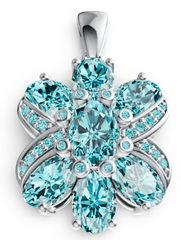 Elegant Floral Cluster Birthstone Pendant – Multi-Shape Gemstone Petals with Pavé Accents, 12 Birthstone Variants PJC1809P
