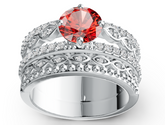 Elegant Multi-Band Birthstone Ring – Round Center Gem with Micro-Pavé Layered Design, 12 Gemstone Variants, Luxury Statement Jewelry PJC4992R