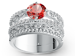 Elegant Multi-Band Birthstone Ring – Round Center Gem with Micro-Pavé Layered Design, 12 Gemstone Variants, Luxury Statement Jewelry PJC4992R
