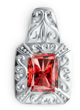 Elegant Vintage Scroll Birthstone Pendant – Emerald-Cut Center Stone with Ornate Filigree Design, 12 Gemstone Variants PJC7688P