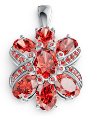 Elegant Floral Cluster Birthstone Pendant – Multi-Shape Gemstone Petals with Pavé Accents, 12 Birthstone Variants PJC1809P