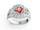 Elegant Floral Cluster Birthstone Ring – 12 Gemstone Variants, Triple-Stone Halo Design, Luxury Micro-Pavé Jewelry PJC4580R