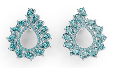 Elegant Teardrop Halo Birthstone Earrings – Marquise Gemstone Fan Design with Micro-Pavé Center, 12 Gemstone Variants PJC36803E