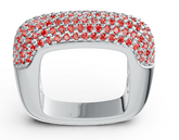 Elegant Triple-Row Pavé Crystal Band Ring – Modern Wide Statement Ring, Luxury Fashion Jewelry PJC4125R