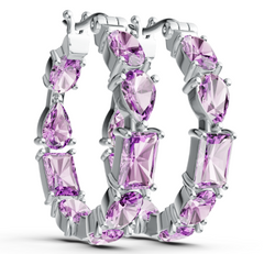 Elegant Mixed-Cut Eternity Hoop Earrings – Luxury Full-Crystal Hoops with Oval, Pear & Emerald Cuts PJC5075E