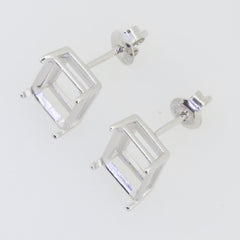 Sterling Silver Semi Mount Earrings Setting for 10x8mm Studs, perfect for custom designs and matching jewelry.
