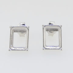 Sterling silver semi mount earring settings for Oct 10x8mm studs, ideal for custom gemstone installation.