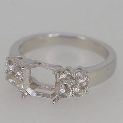 Sterling Silver Semi Mount Ring Setting with Asscher SQ 7x7mm White Topaz, made to order with no stock.