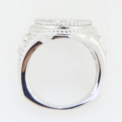 Sterling Silver Semi Mount Ring Setting ready for custom oval cabochon gemstone installation, showcasing a polished design.