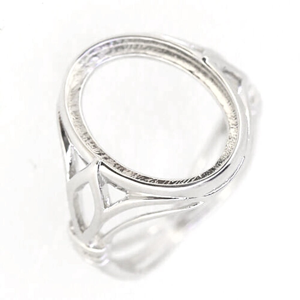 Sterling Silver Semi Mount Ring Setting for Oval Cabochon, customizable and made to order.
