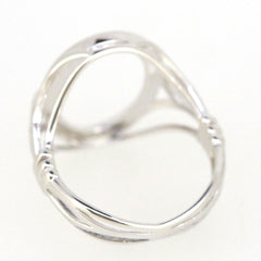 Sterling silver semi mount ring setting for oval 25x20mm cabochon, with elegant twisted design.