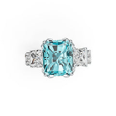 Sterling Silver Semi Mount Ring Setting Emerald OCT 12x10mm Multi Stone Design