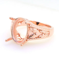 Art Deco Sterling Silver Semi Mount Ring Setting Oval OV 14x10mm