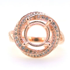 Art Deco Sterling Silver Semi Mount Ring Setting Round RD 11x11mm