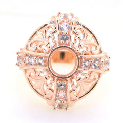 Art Deco Sterling Silver Semi Mount Ring Setting Round RD 8x8mm