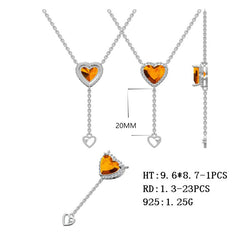 Custom Sterling Silver Pendant Amethyst Heart 9.6x8.7mm w/ CVD Diamond