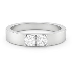 Men's Sterling Silver Semi Mount Ring Setting Round RD 4x4mm Two Stone Ring