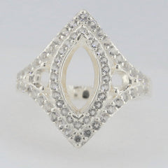 Sterling Silver Semi Mount Ring Setting Marquise MQ 12X6mm RD3.5mm w/ White Topaz Accent