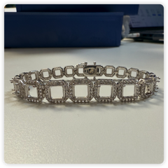 Sterling Silver Semi Mount Tennis Bracelet Setting Square Emerald SQ 8x8 7X7 6x6 5x5mm Halo