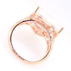 Art Deco Sterling Silver Semi Mount Ring Setting Heart HT 15x15mm Cab