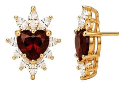 Sterling Silver Semi Mount Earrings Setting Heart HT 7X7mm Stud with White Topaz
