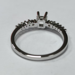 Custom Sterling Silver Semi Mount Ring Setting Princess SQ 4.5x4.3mm Accent Ring