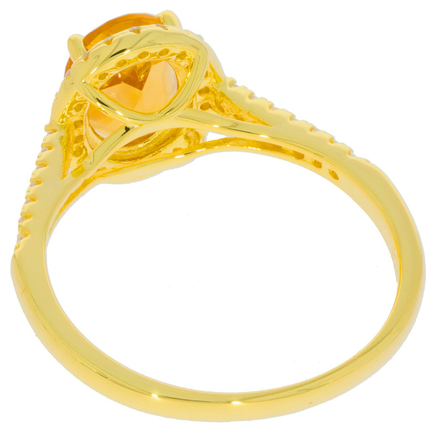 Yellow Citrine Sterling Silver Ring with Accent