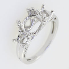 Custom Sterling Silver Semi Mount Ring Setting Round RD 6.5x6.5 & 6x6mm 3 Stone Ring