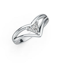 Sterling Silver Semi Mount Ring Setting Triangle TL 5x5mm Simple Solitaire Minimal Design