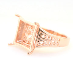 Art Deco Sterling Silver Semi Mount Ring Setting SQ Princess 13x13mm