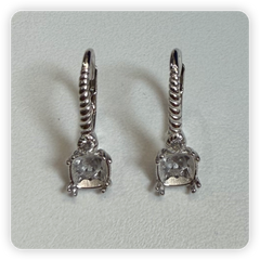 Sterling Silver Semi Mount Earrings Setting Cushion CU 6x6mm Dangle Leverback