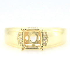 Men's Sterling Silver Semi Mount Ring Setting Square Emerald SQ 9.5x9mm Male Ring Diamond Accent