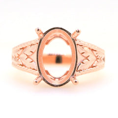 Art Deco Sterling Silver Semi Mount Ring Setting Oval OV 14x10mm