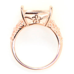 Art Deco Sterling Silver Semi Mount Ring Setting Cushion CU 18x14mm Cab