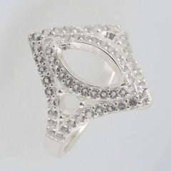 Sterling Silver Semi Mount Ring Setting Marquise MQ 12X6mm RD3.5mm w/ White Topaz Accent