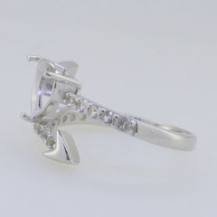 Sterling Silver Semi Mount Ring Setting Heart HT 8x8mm Bypass Ring Heart & Arrow