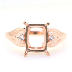 Art Deco Sterling Silver Semi Mount Ring Setting Cushion CU 10x8mm