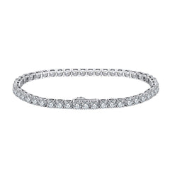Sterling silver plated CZ tennis bracelet featuring brilliant round gemstones, 3mm size, perfect for elegant occasions.